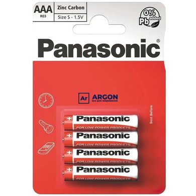 Батарейка Panasonic Red Zinc AAA Zinc-Carbon 1 шт ((R03REL/4BP) R03REL/4BP фото