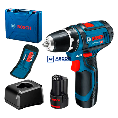 Акумуляторний дриль-шуруповерт Bosch GSR 12V-15 (2х2,0 Аh, кейс, набір біт) (060186810G) 060186810G фото