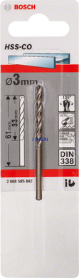 Свердло по металу BOSCH HSS-CO Standard, 3,0x61 мм 2608585842 фото
