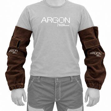 Нарукавники зварювальника шкіряні на липучці Argon, 50см WS.CSLP.black фото