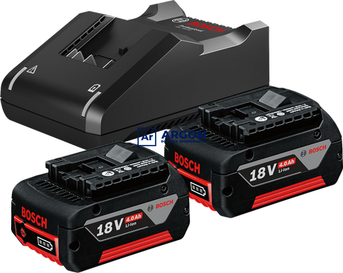 Комплект аккумуляторов и зарядного устройства Bosch GBA 18V 4Ah +ЗП GAL 18-40 1600A019S0 фото