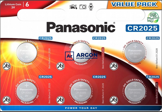Батарейки Panasonic литионные CR2025 блистер, 1 шт CR-2025EL/6B фото