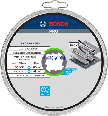 Круг відрізний Bosch 125х1,6 Standard for Inox (2608619364) 2608619364 фото