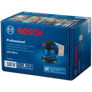 Ексцентрикова шліфмашина Bosch GEX 185-Li (125 мм, без АКБ) (06013A5020) 06013A5020 фото