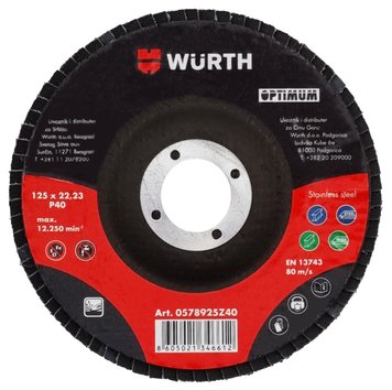 Коло пелюсткове корунд цирконієвий Wurth Optimum Р40 inox KLT125.Wurth.r40.zirc фото