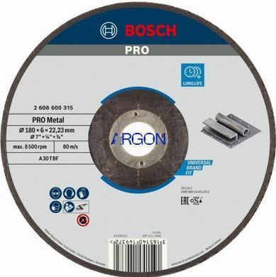 Круг зачисний Bosch 180х6,0x22,23 Expert for Metal 2608600315 фото