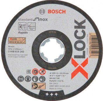 Круг відрізний Bosch X-LOCK по металу 125x1,0x22,23 Standard for Inox 2608619262 фото