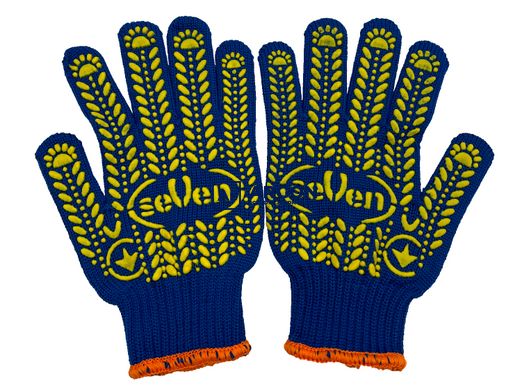 Перчатки Seven трикотажные синие с ПВХ SVN.bl фото