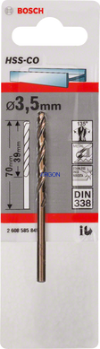 Свердло по металу BOSCH HSS-CO Standard, 3,5x70 мм 2608585845 фото